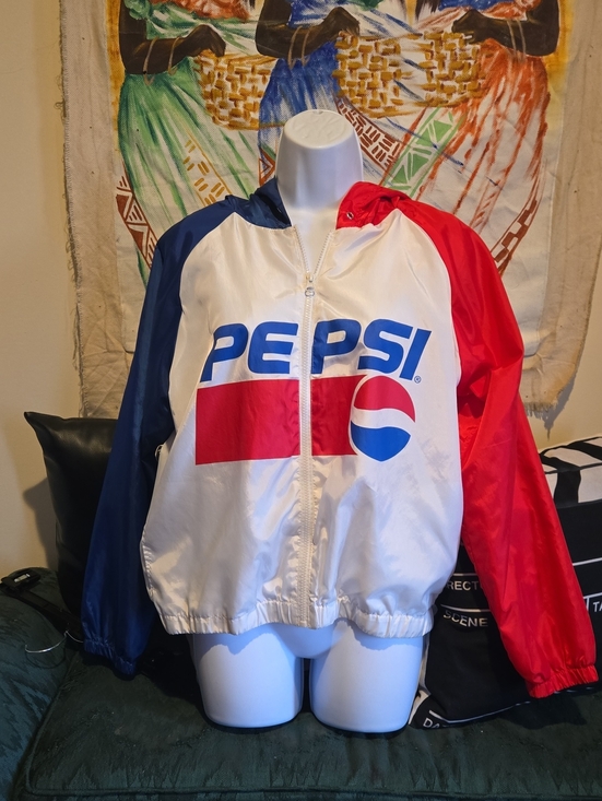 Pepsi Jackets & Blazers - Pepsi Colorblock Hooded Jacket in Red, White & Blue